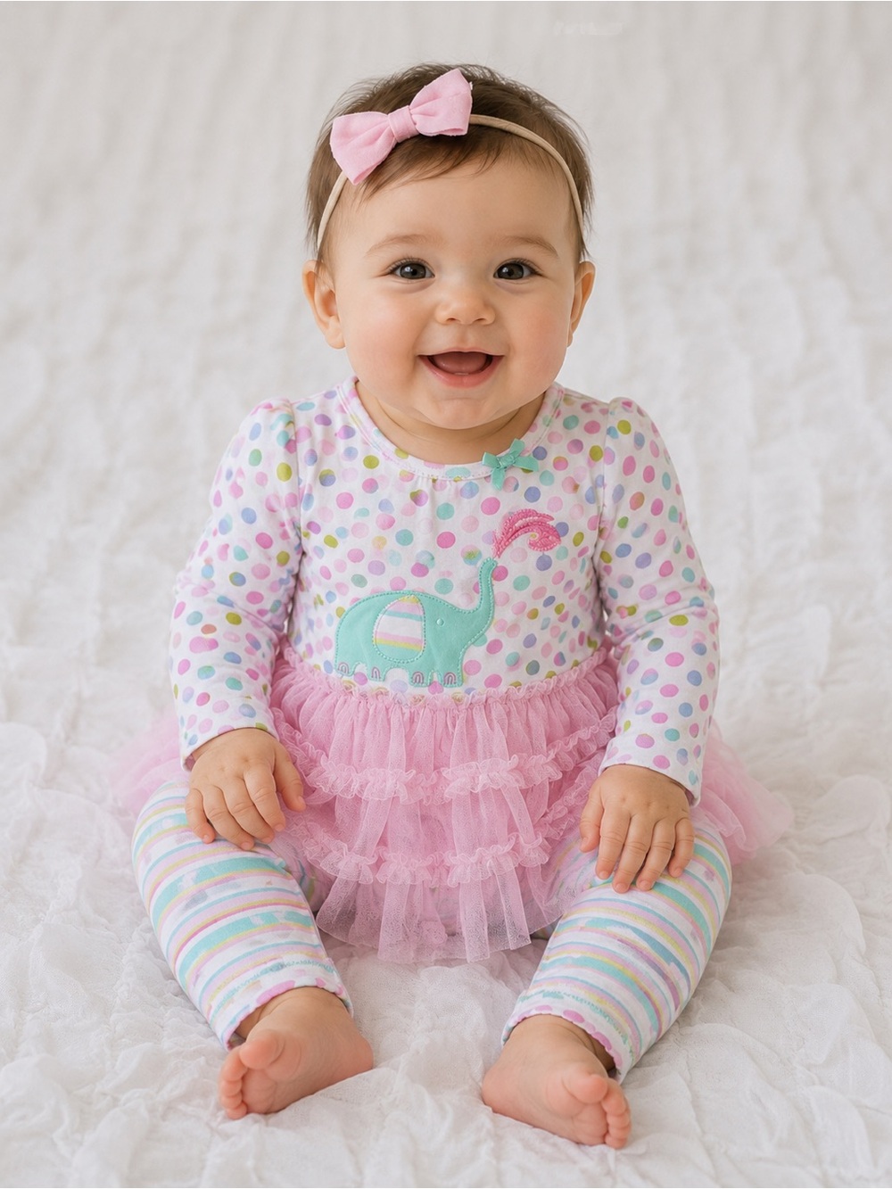Nursery Rhyme Pink Polka Dot & Stripe Tutu Matching Set